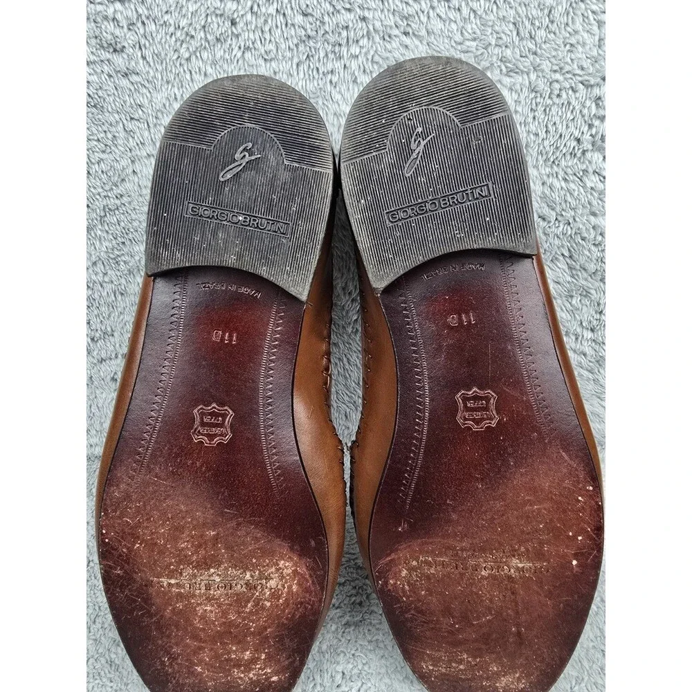 ​Giorgio Brutini Le Glove Mens 11 D Brown Leather Tassel Kiltie Loafers Brazil
